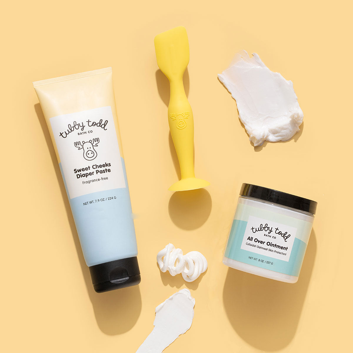 8oz Sweet Cheeks Diaper Paste and 8oz All Over Ointment with spatula